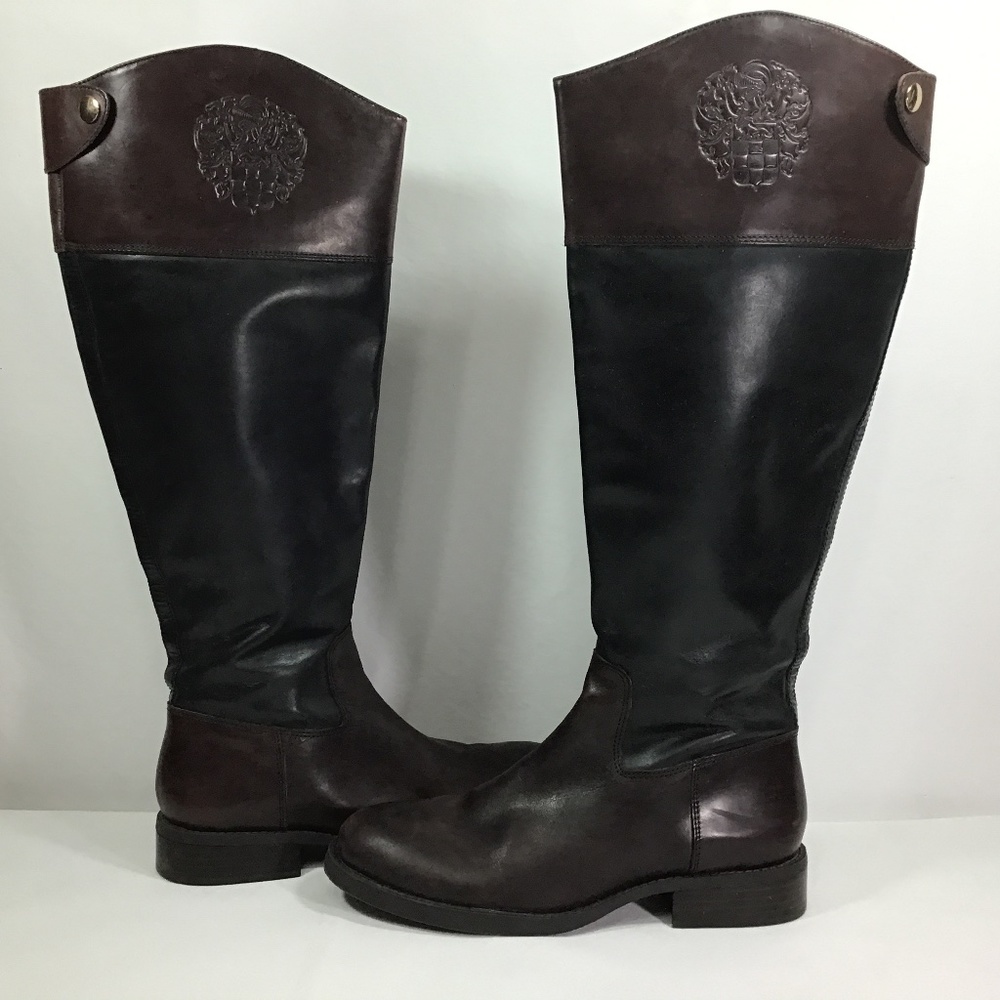 Vince Camuto “Fabina” Tall Leather Black/Brown Boots